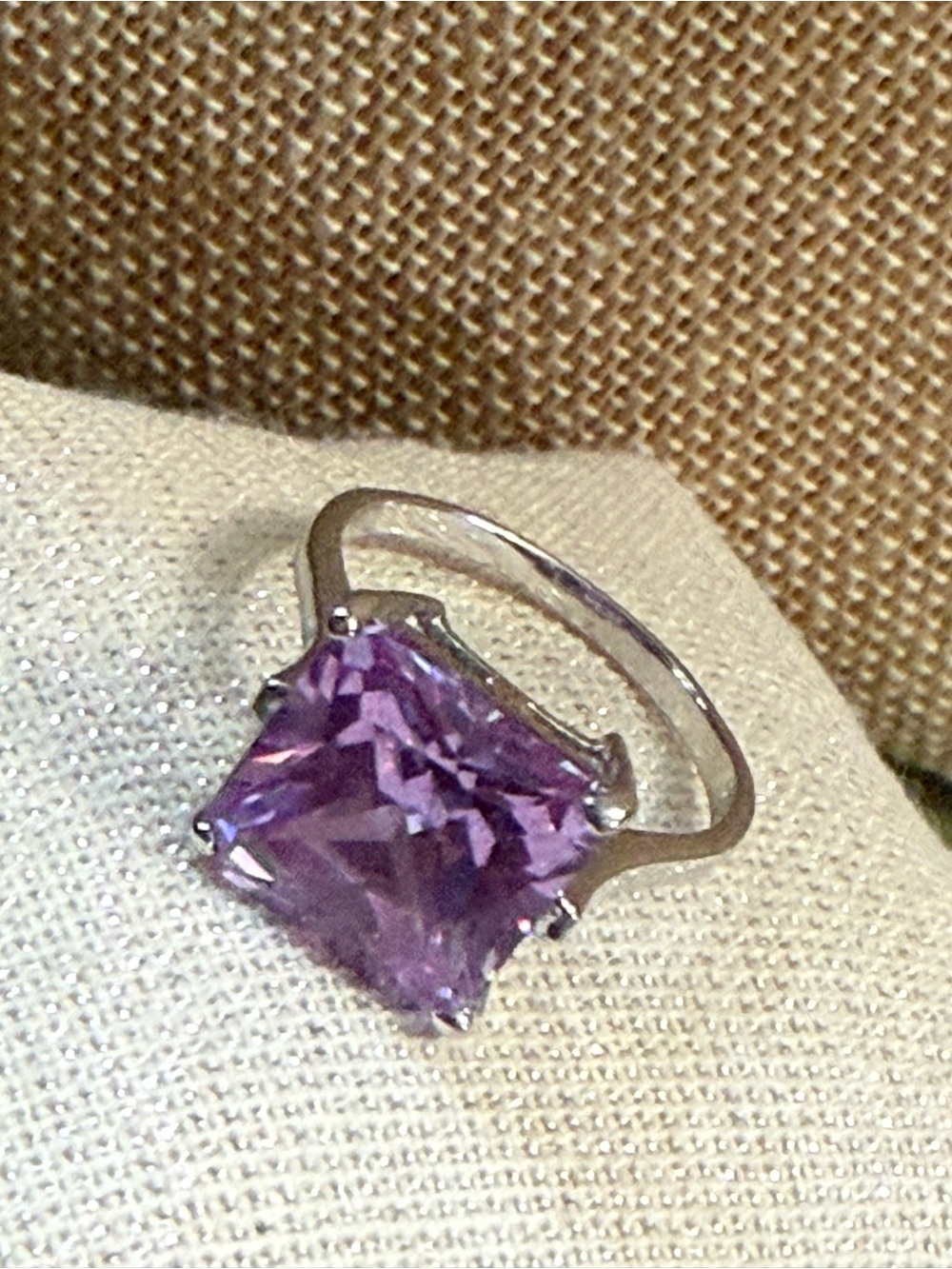 Stunning Faux Amethyst Ring Square - 8.5